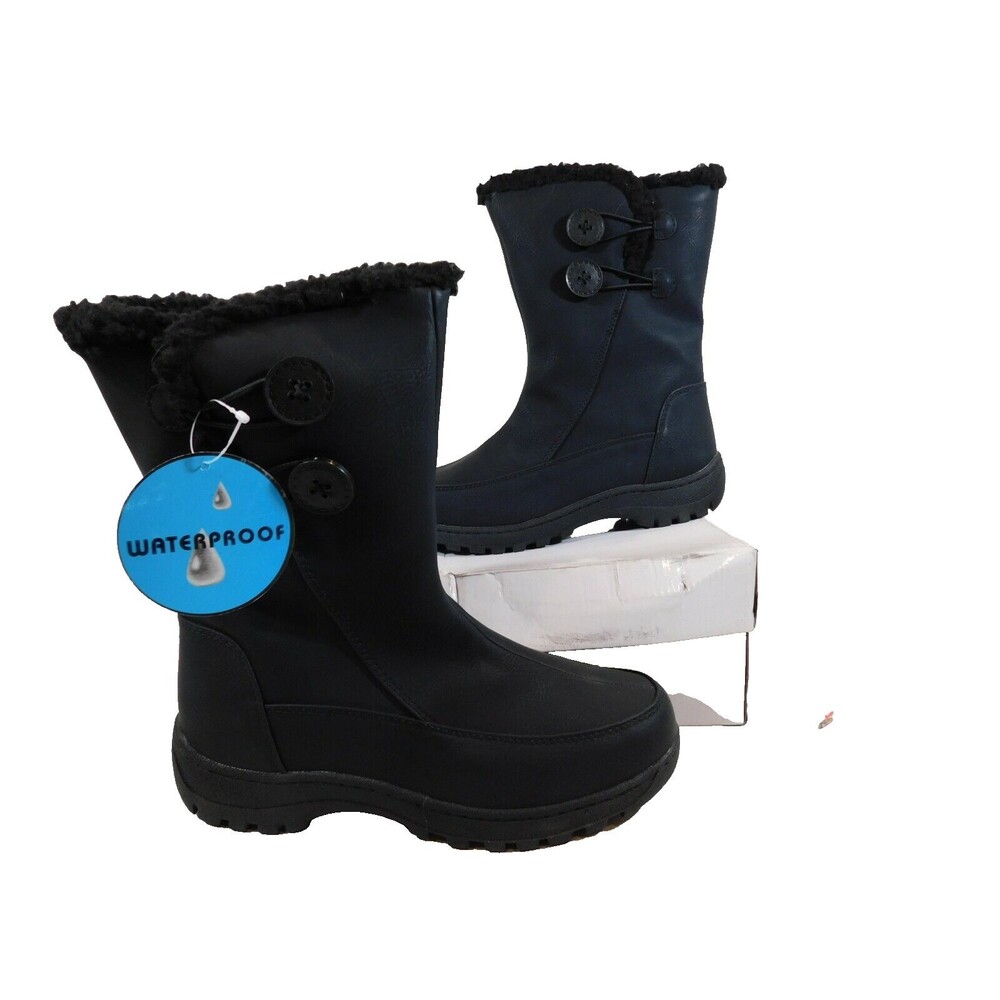 Tundra Women's Marilyn Winter Boots Zip Up Faux Fur Lined Water Resist 7 M Black